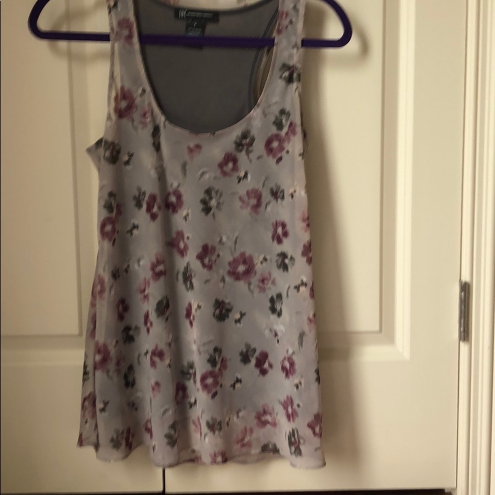 INC grey floral tank top size 4